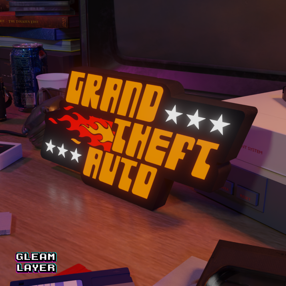 GTA Grand Theft Auto 1997 Logo Led Retro Gaming Light Sign