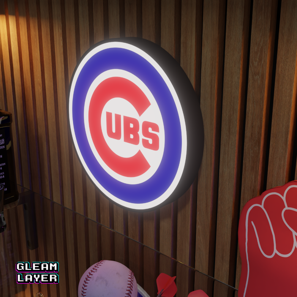 Chicago Cubs Led Light Box MLB Sports Bar Major League Baseball Wall Sign