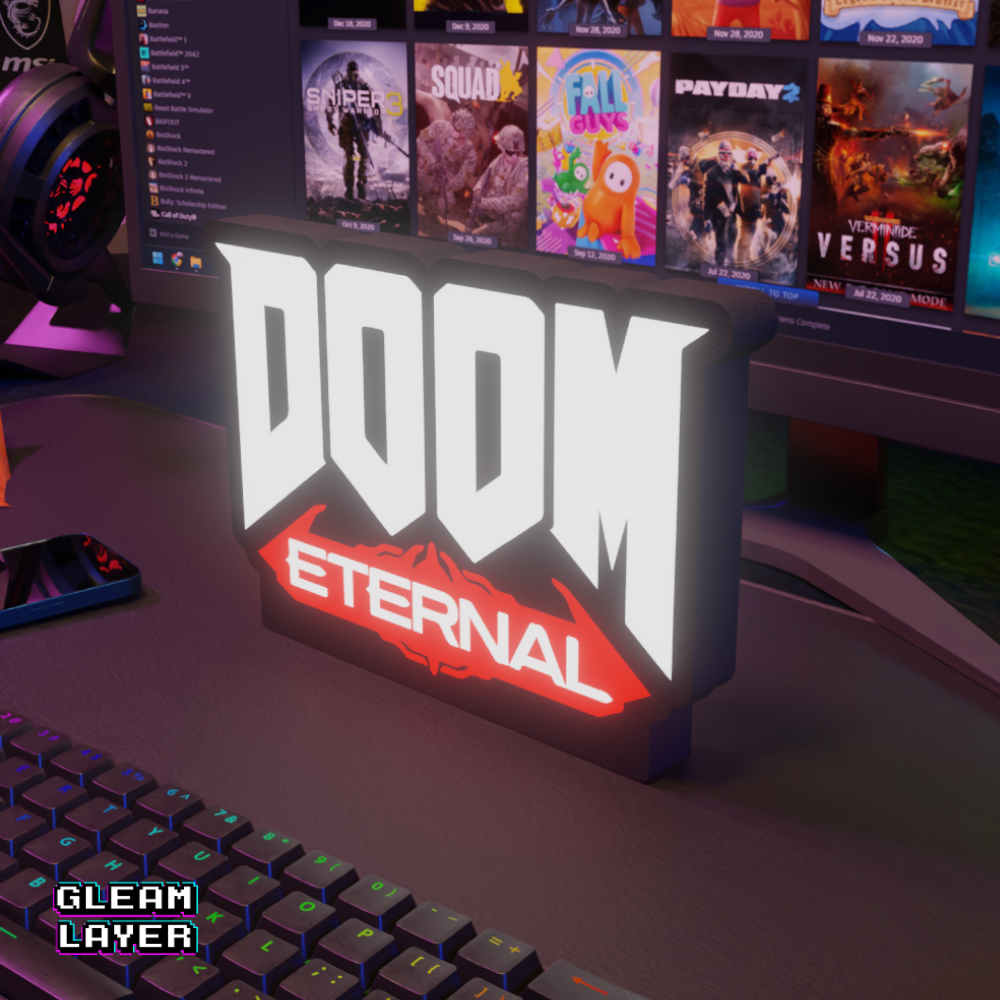 Doom Eternal Logo Led Gaming RGB Light Sign