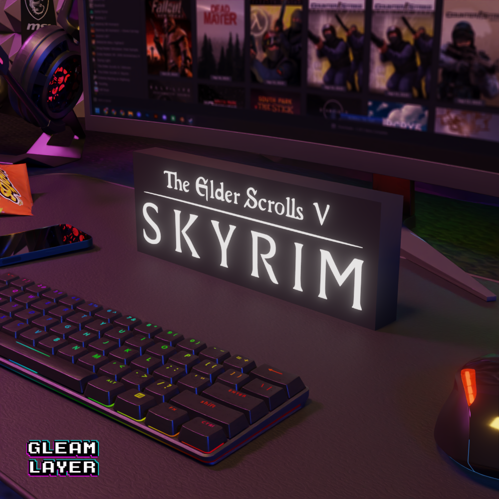 The Elder Scrolls V Skyrim Led Gaming Lightbox RGB Sign