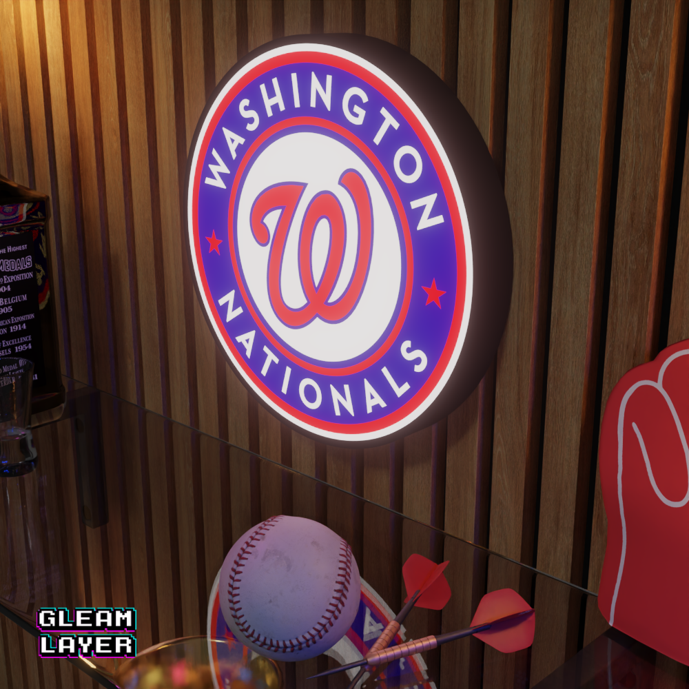 Washington Nationals Led Light Box MLB Sports Bar Major League Baseball Wall Sign