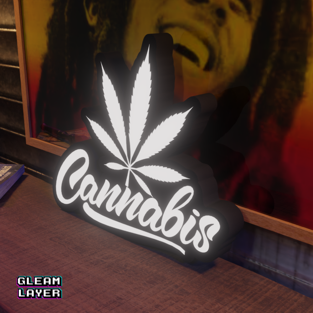 Cannabis Leaf Lightbox Rgb Sign for Stoners, Weed Room, Led 420 Decor