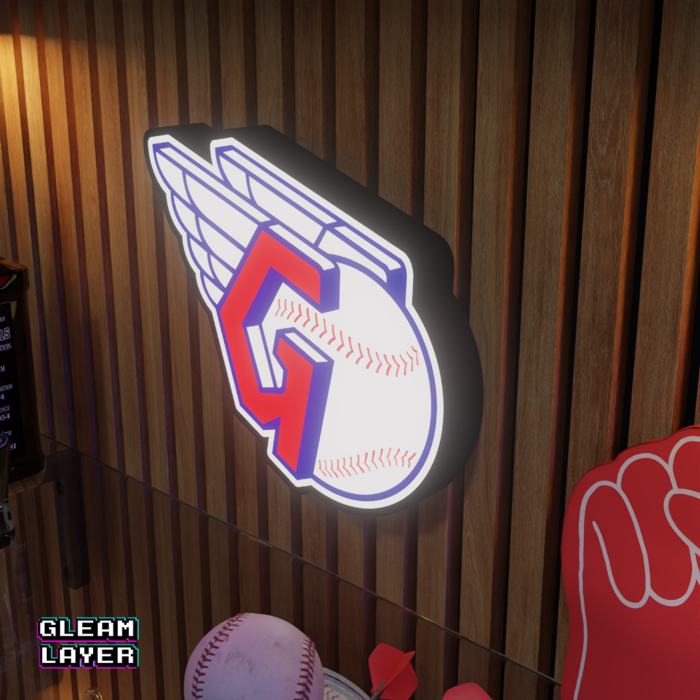 Cleveland Guardians Led Light Box MLB Sports Bar Major League Baseball Wall Sign