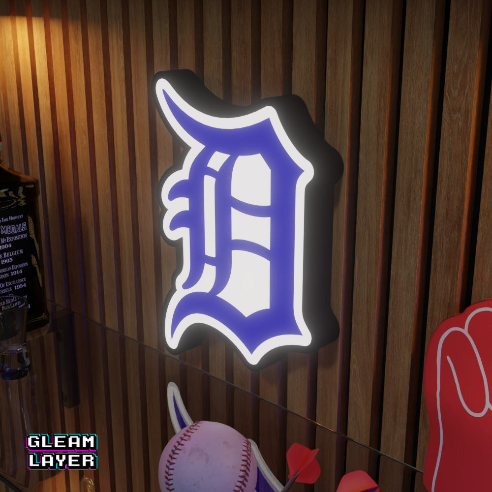Detroit Tigers Led Light Box MLB Sports Bar Major League Baseball Wall Sign