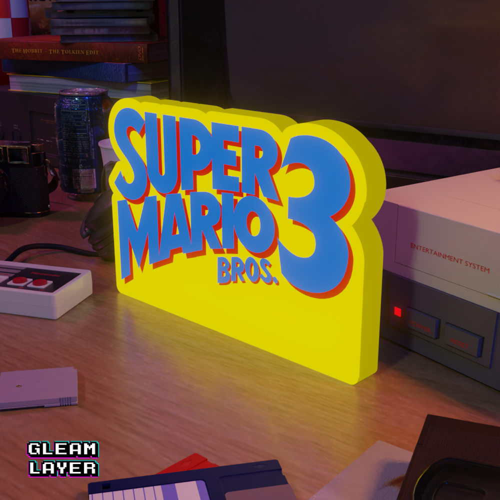 Super Mario Bros 3 Led Retro Logo Gaming Light Sign