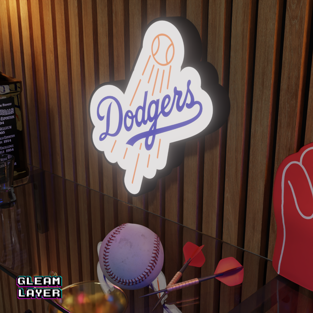 Los Angeles Dodgers 1 Led Light Box MLB Sports Bar Major League Baseball Wall Sign