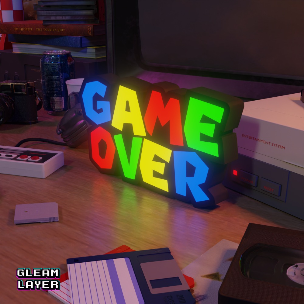 Game Over Super Mario Style Led Gaming Light RGB Sign