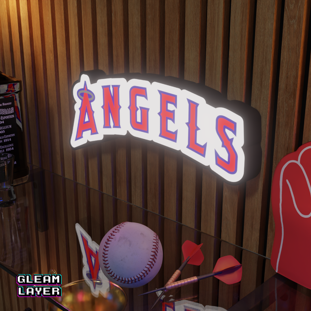 LA Angels Led Light Box MLB Sports Bar Major League Baseball Wall Sign