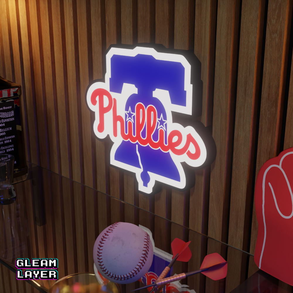 Philadelphia Phillies Led Light Box MLB Sports Bar Major League Baseball Wall Sign