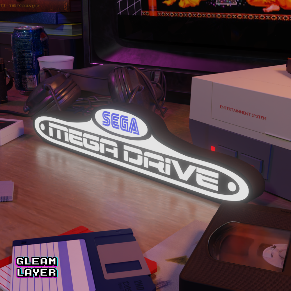 Sega Mega Drive Logo Retro Gaming Lightbox Led Light Sign
