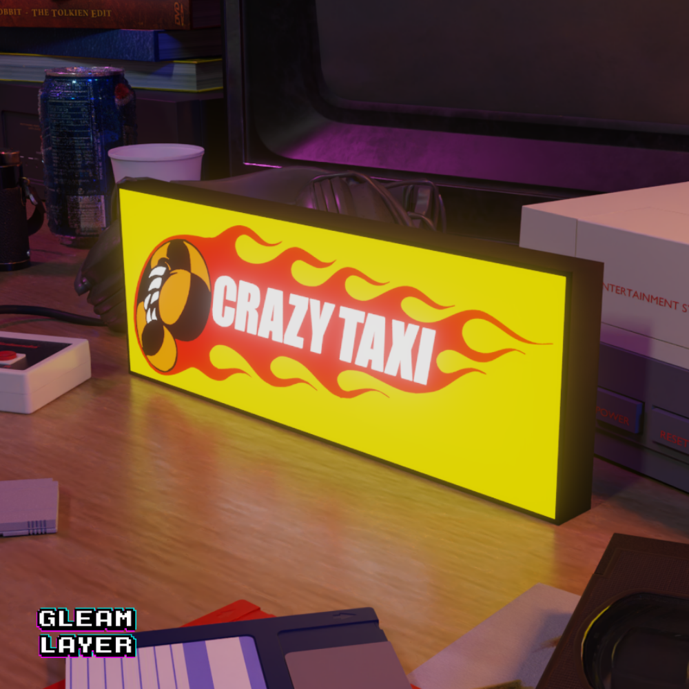Crazy Taxi Arcade Gaming Lightbox Led Light Sign