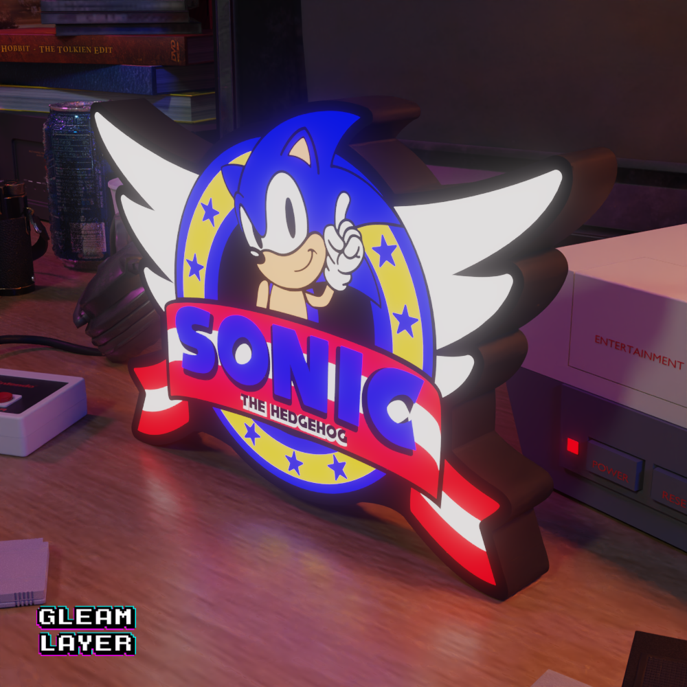 Sonic The hedgehog Retro Logo Led Gaming Light Sign