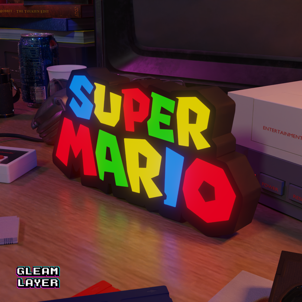 Super Mario Led Retro Logo Gaming Light Sign