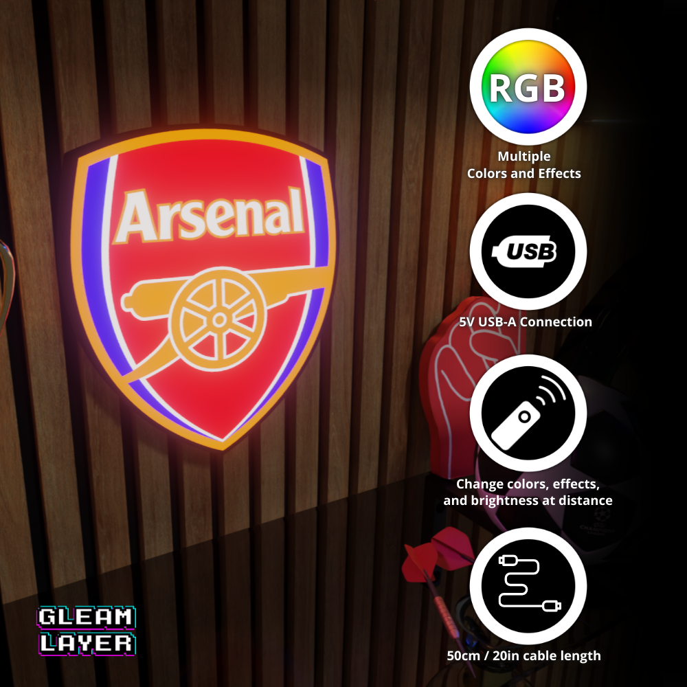 Arsenal FC Logo Led RGB Wall Display Light Sign