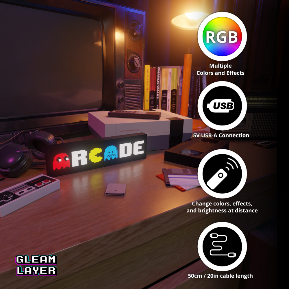 Arcade Retro Sign Led Lightbox RGB Lamp