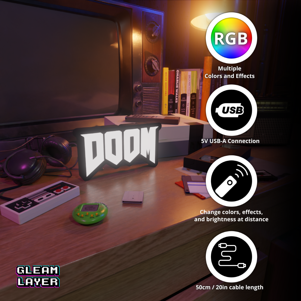 Doom Led Retro Gaming RGB Light Sign