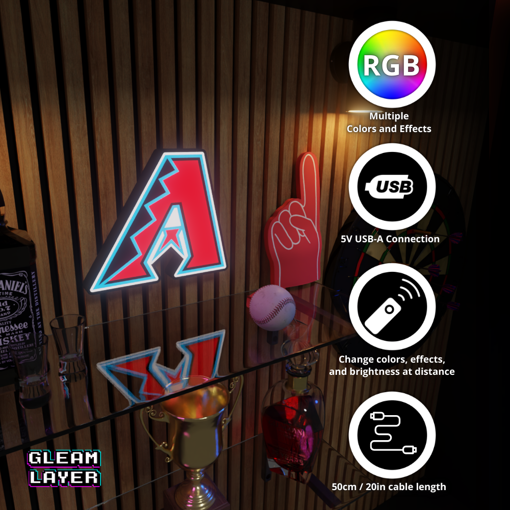 Arizona Diamondbacks LED Light Box MLB Sports Bar Major League Baseball Wall Sign