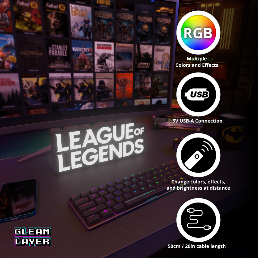 League of Legends Led Gaming Light RGB Sign