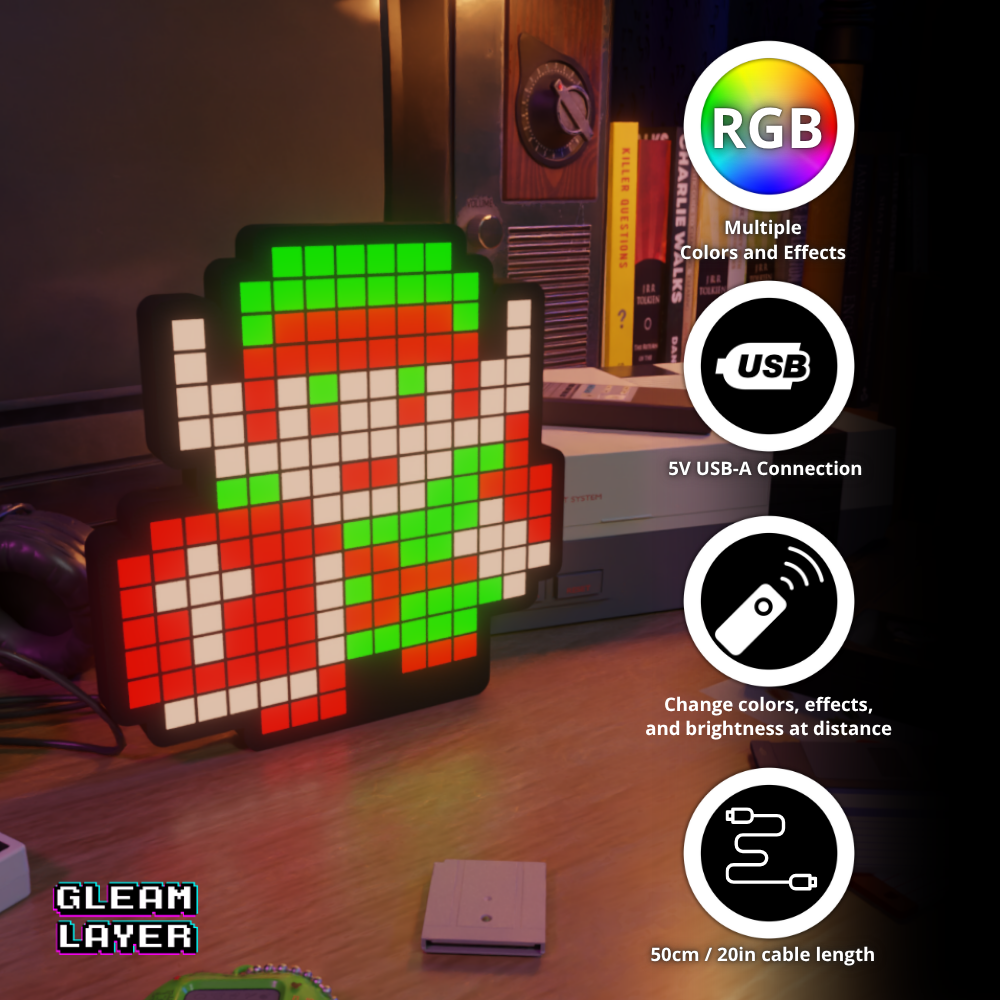 Link from The Legend of Zelda 8-bit Pixel Led Lightbox Pixel Art Light