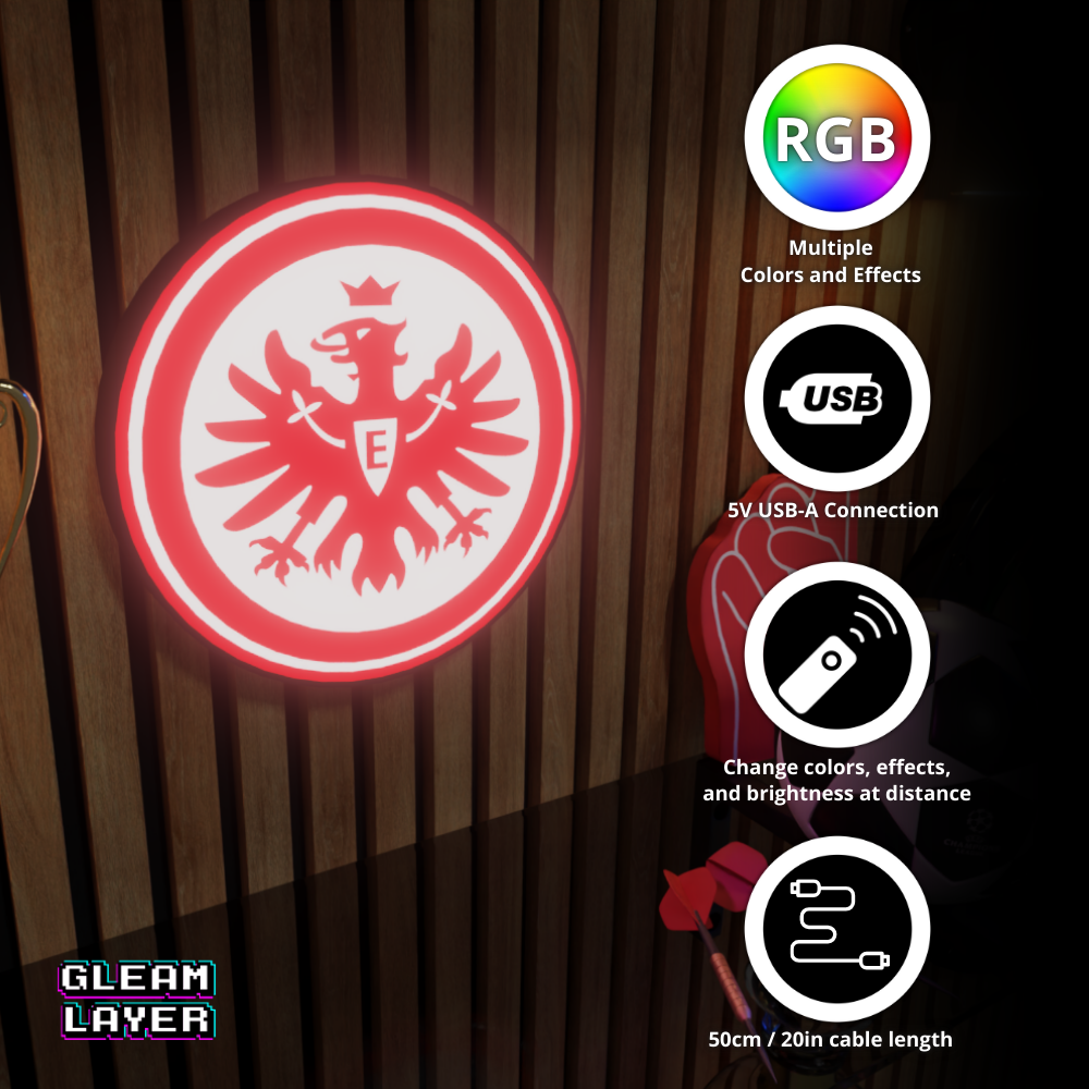 Eintracht Frankfurt Logo Led RGB Wall Display Light Sign