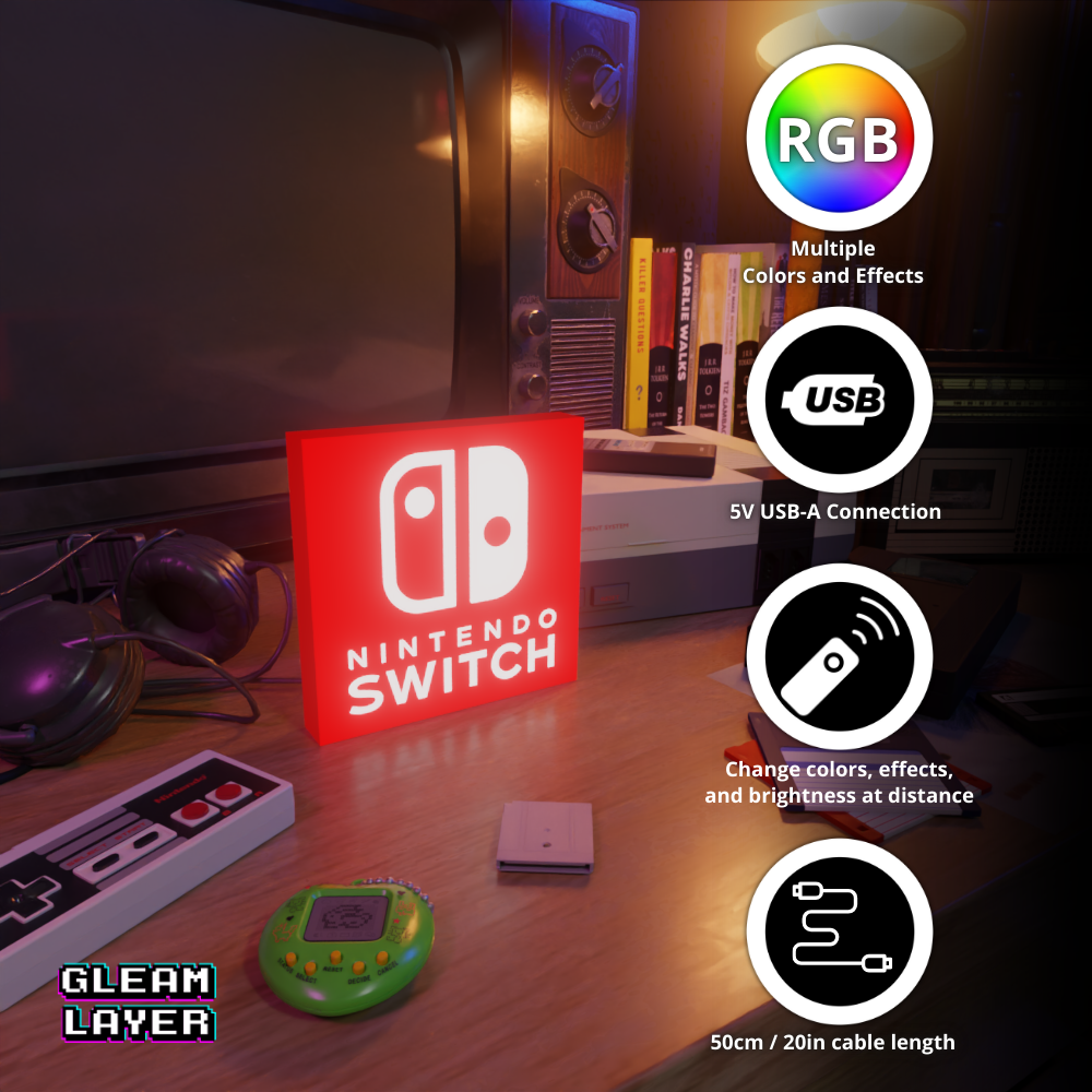Nintendo Switch Led Gaming Lightbox Rgb Light Sign