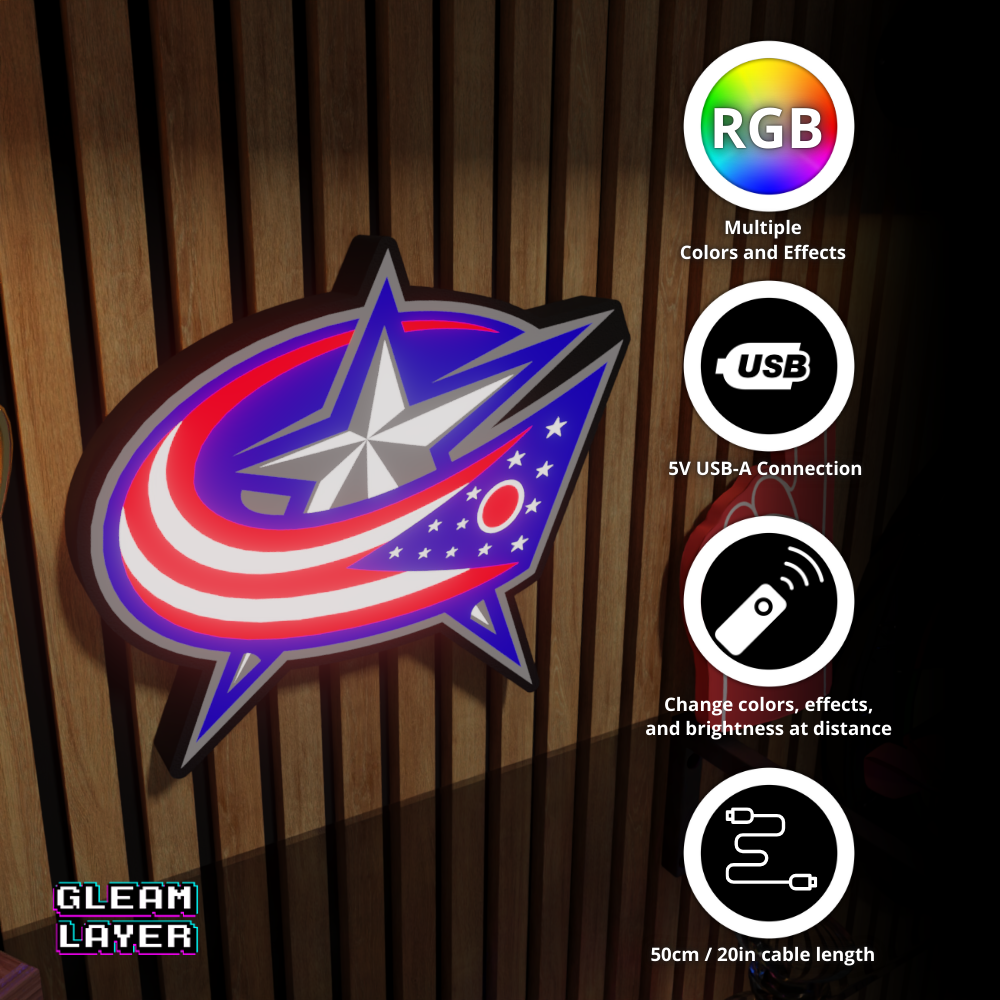 Columbus Blue Jackets Led Light Box NHL Sports Bar Light Display Wall Sign