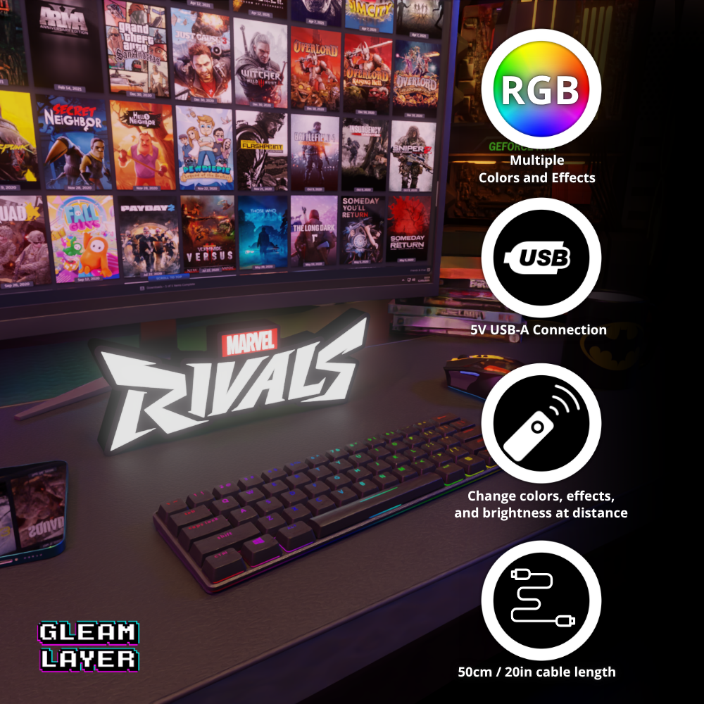 Marvel Rivals Led Gaming Lightbox Rgb Light Sign