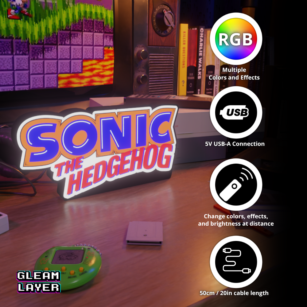 Sonic The Hedgehog Genesis Retro Gaming Lightbox Led Light Sign