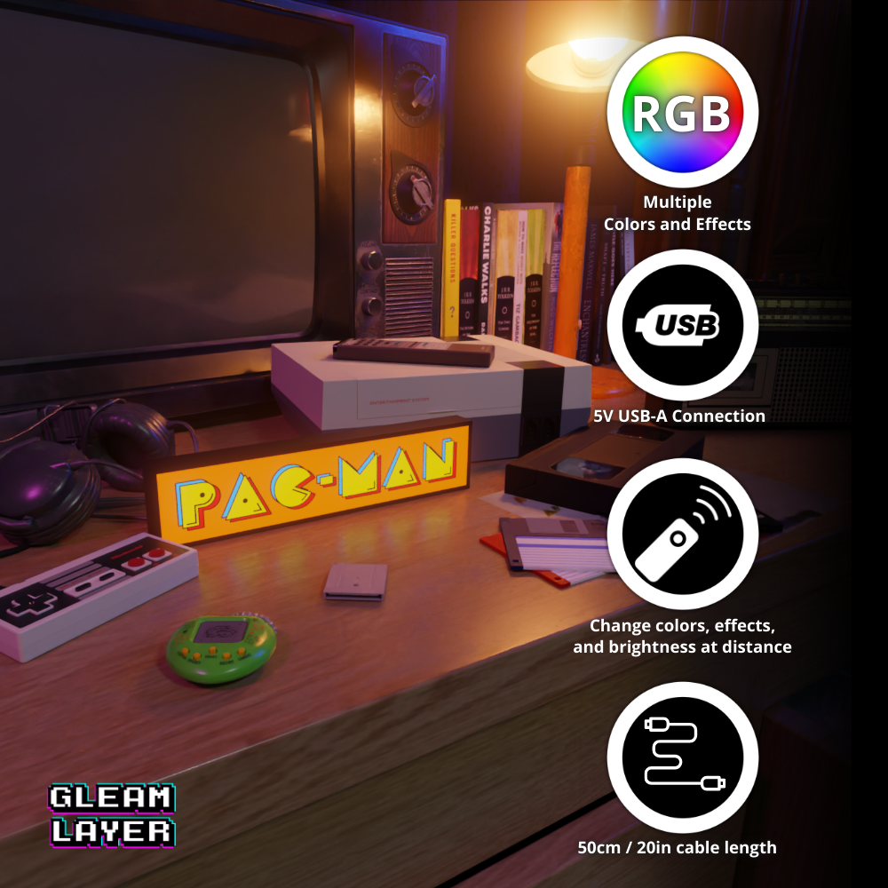 Pac-Man Retro Game Sign Led Gaming Lightbox RGB Lamp