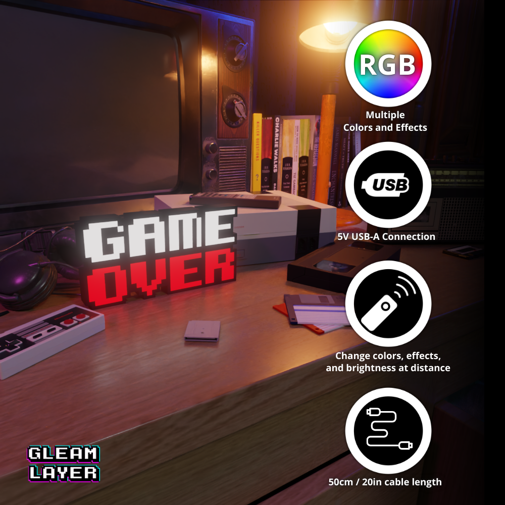 Game Over Led Retro Gaming Light Sign
