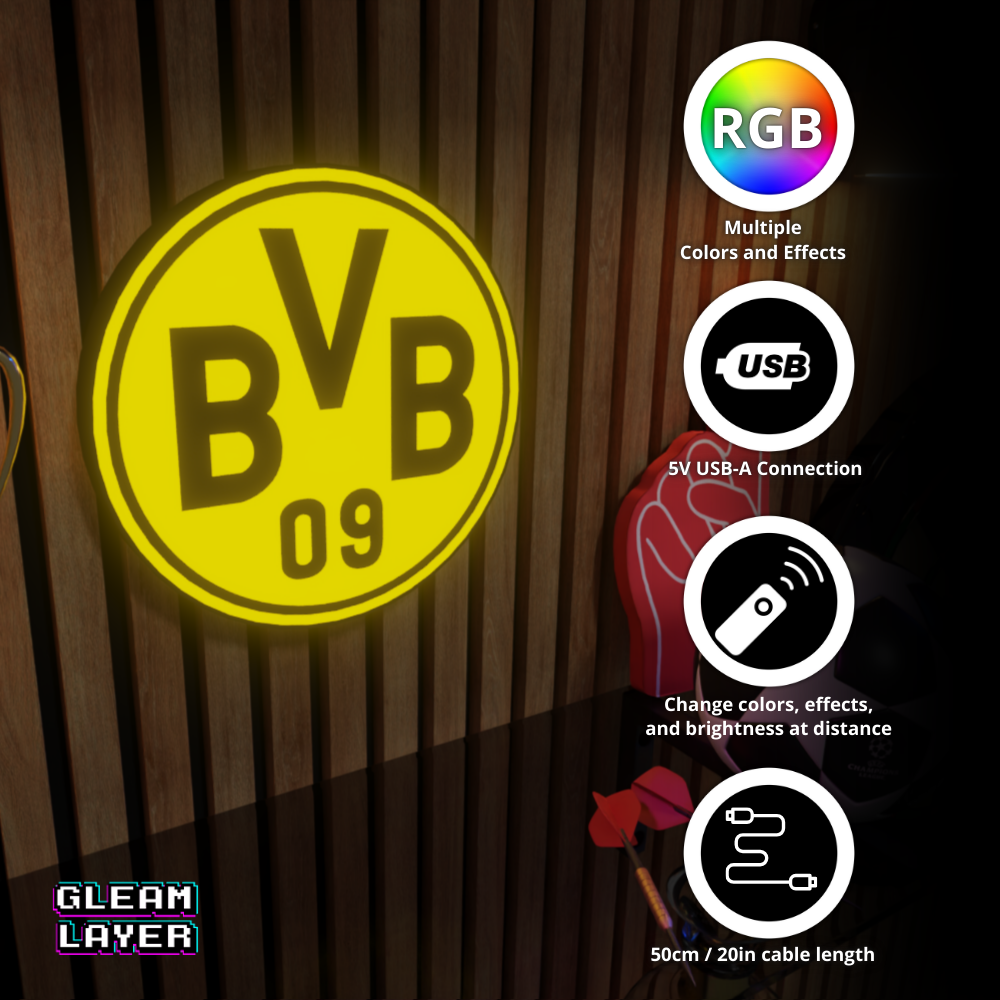 Borussia Dortmund Logo Led RGB Wall Display Light Sign