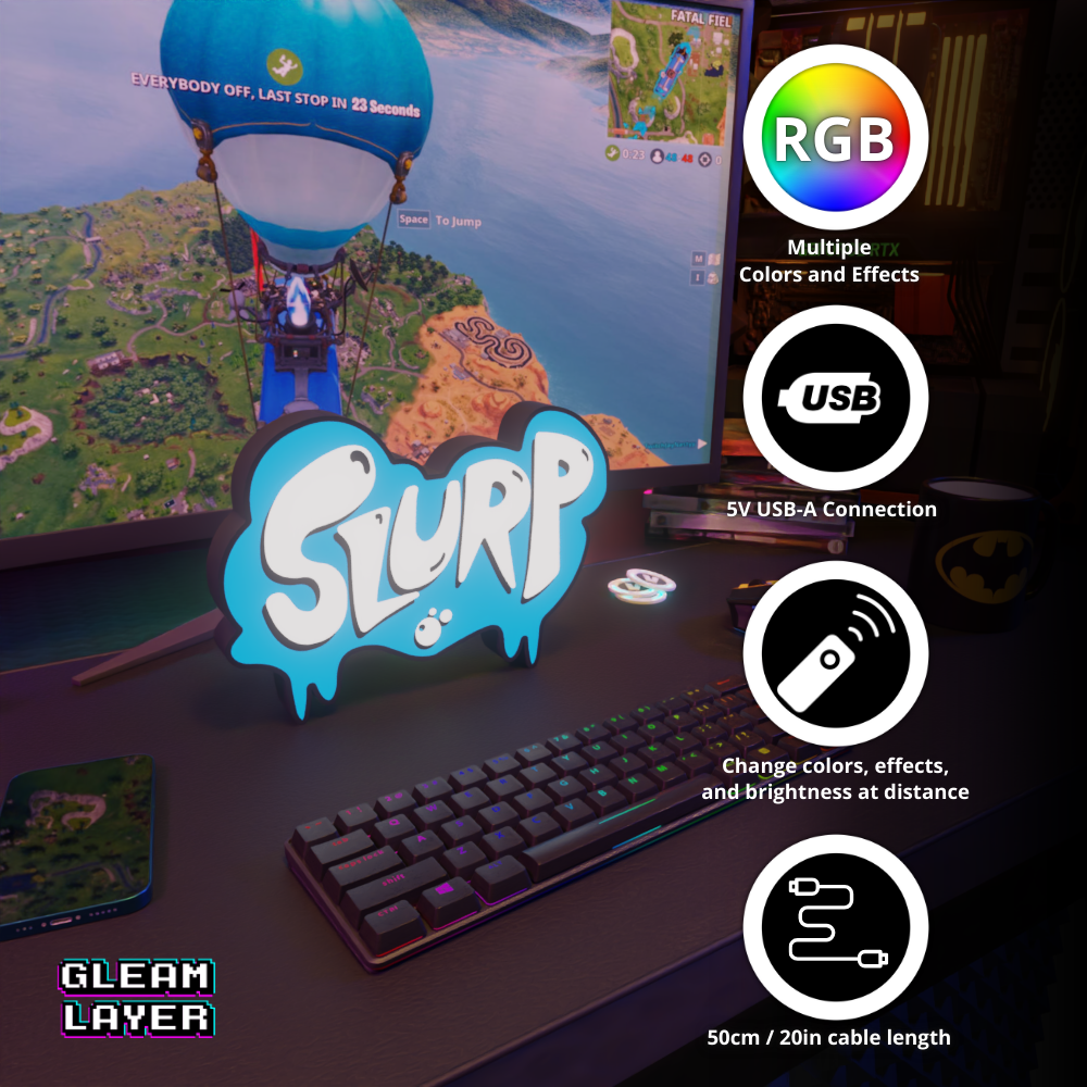 Fortnite Slurp Juice Led Gaming Light Sign