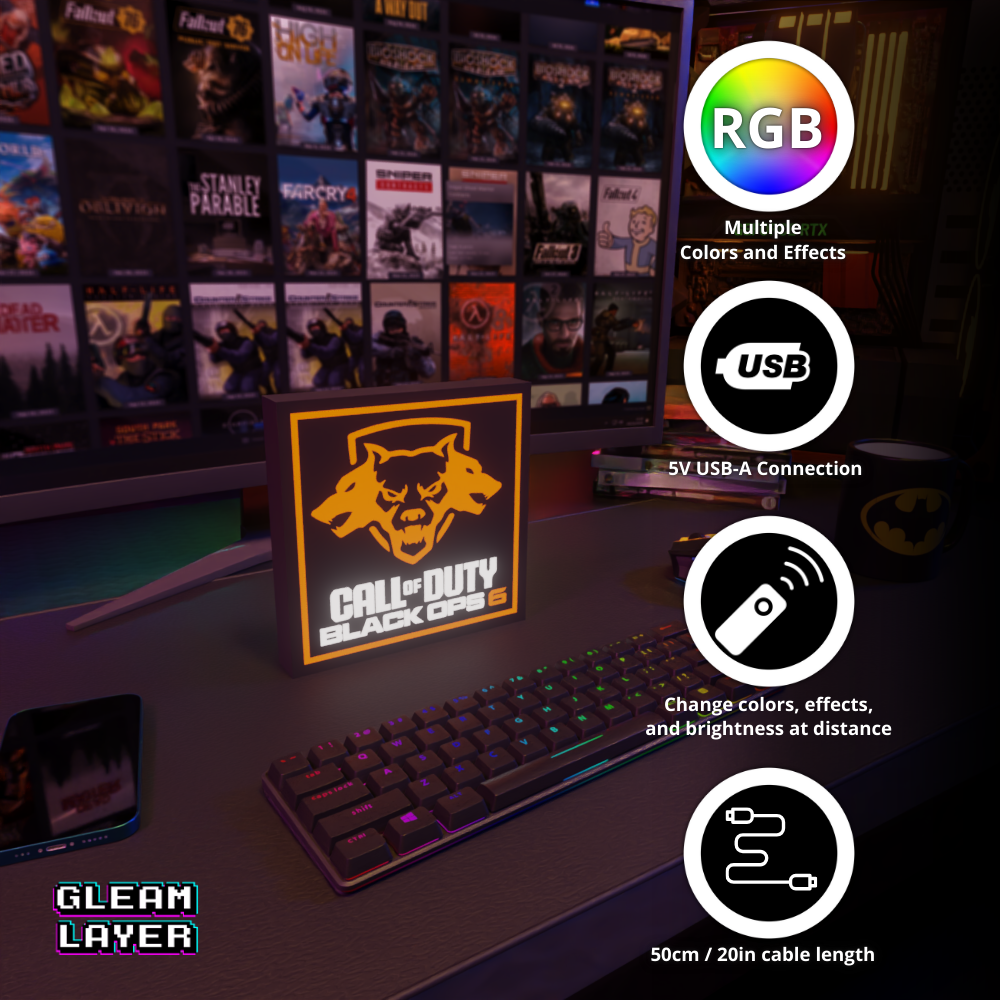 Call of Duty Black Ops 6 Symbol Led Lightbox Sign