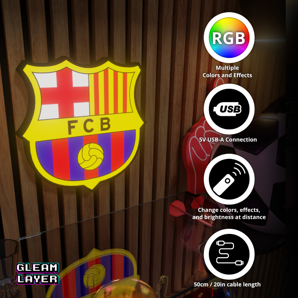 Barcelona FC Logo Led RGB Wall Display Light Sign
