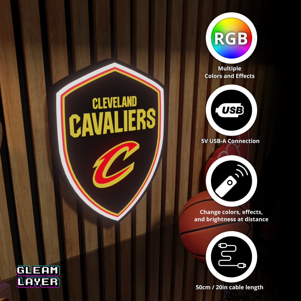 Cleveland Cavaliers Led Light Box NBA Sports Bar Light Display Wall Sign