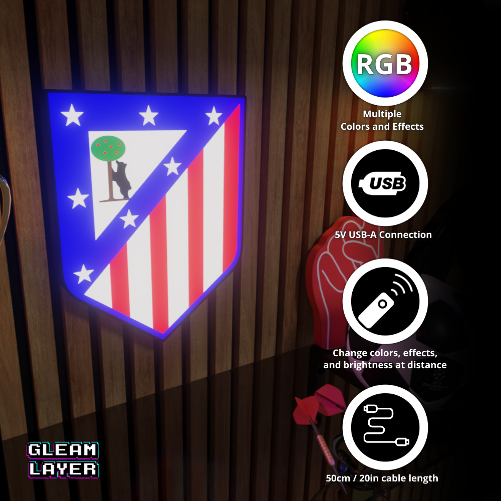 Atletico Madrid Logo Led RGB Wall Display Light Sign