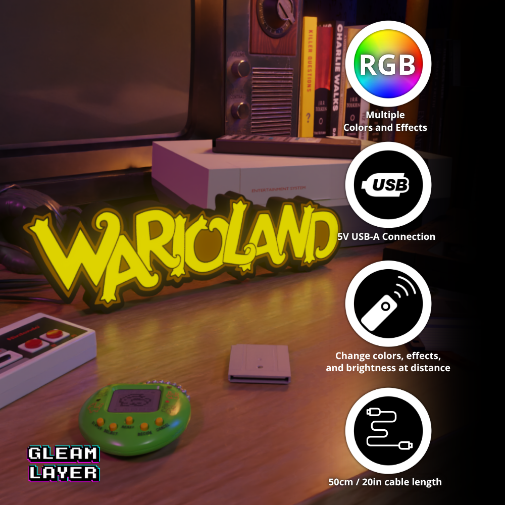 Warioland Led Retro Logo Gaming Light Sign