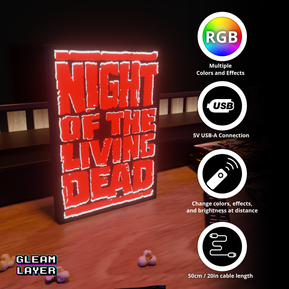 Night of the Living Dead Movie Led Light Sign