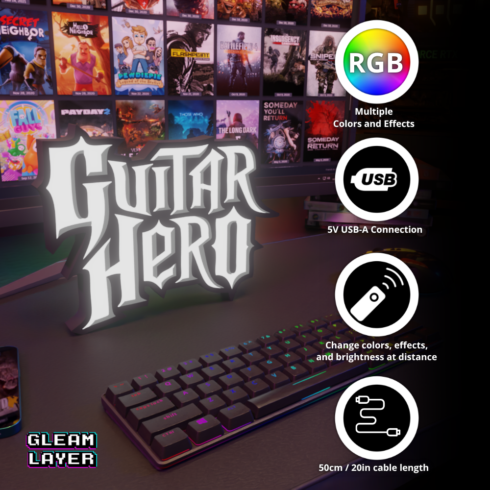 Guitar Hero Led Gaming Light Sign