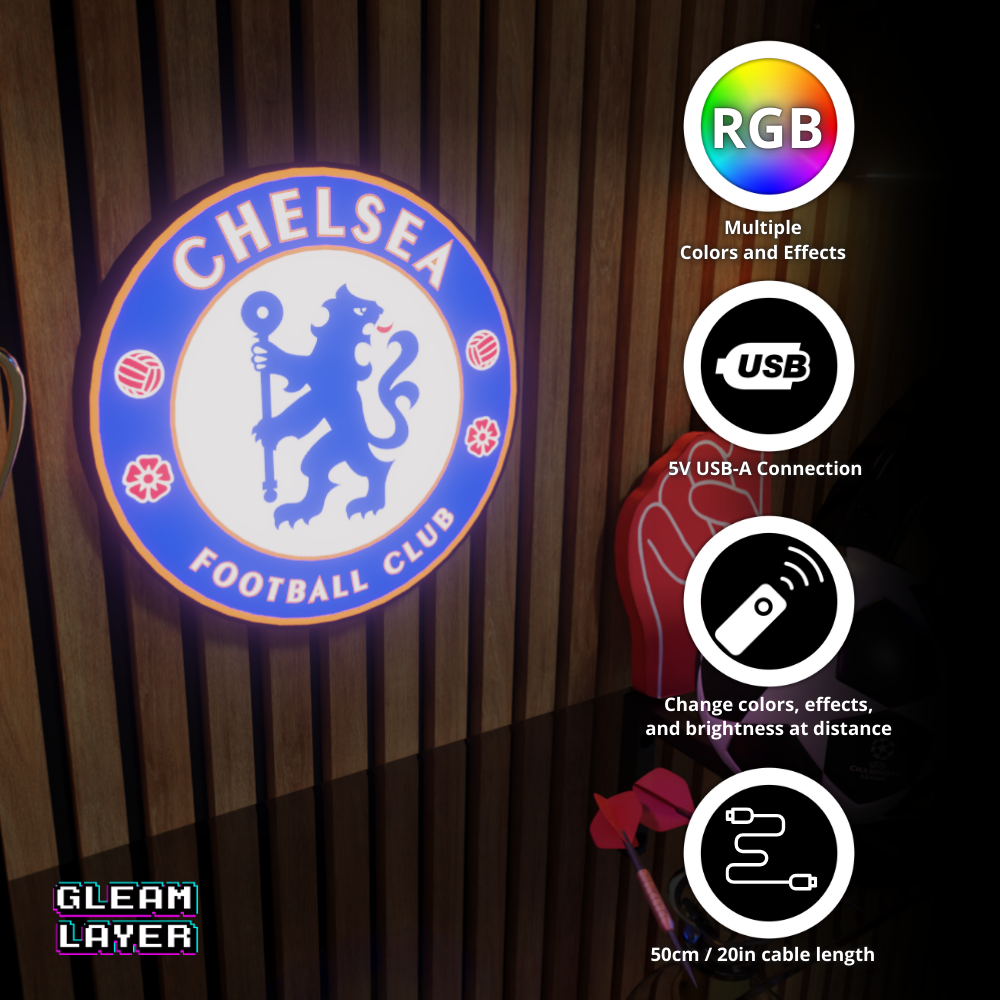 Chelsea FC Logo Led RGB Wall Display Light Sign