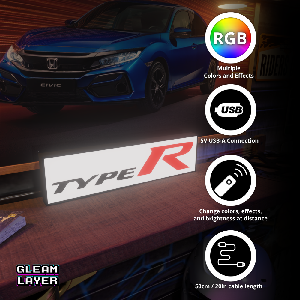Honda Type R Logo Led RGB Light Sign