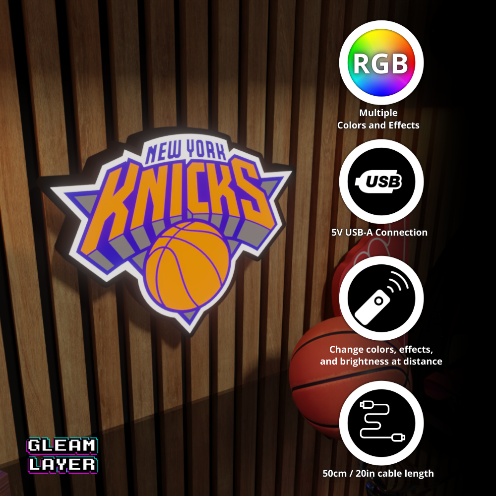 New York Knicks Led Light Box NBA Sports Bar Light Display Wall Sign