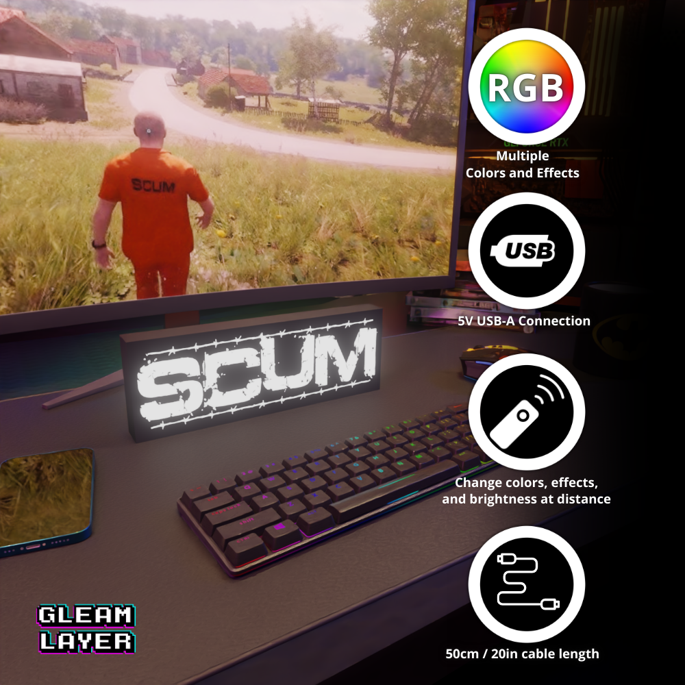 SCUM Placa Gaming Iluminada