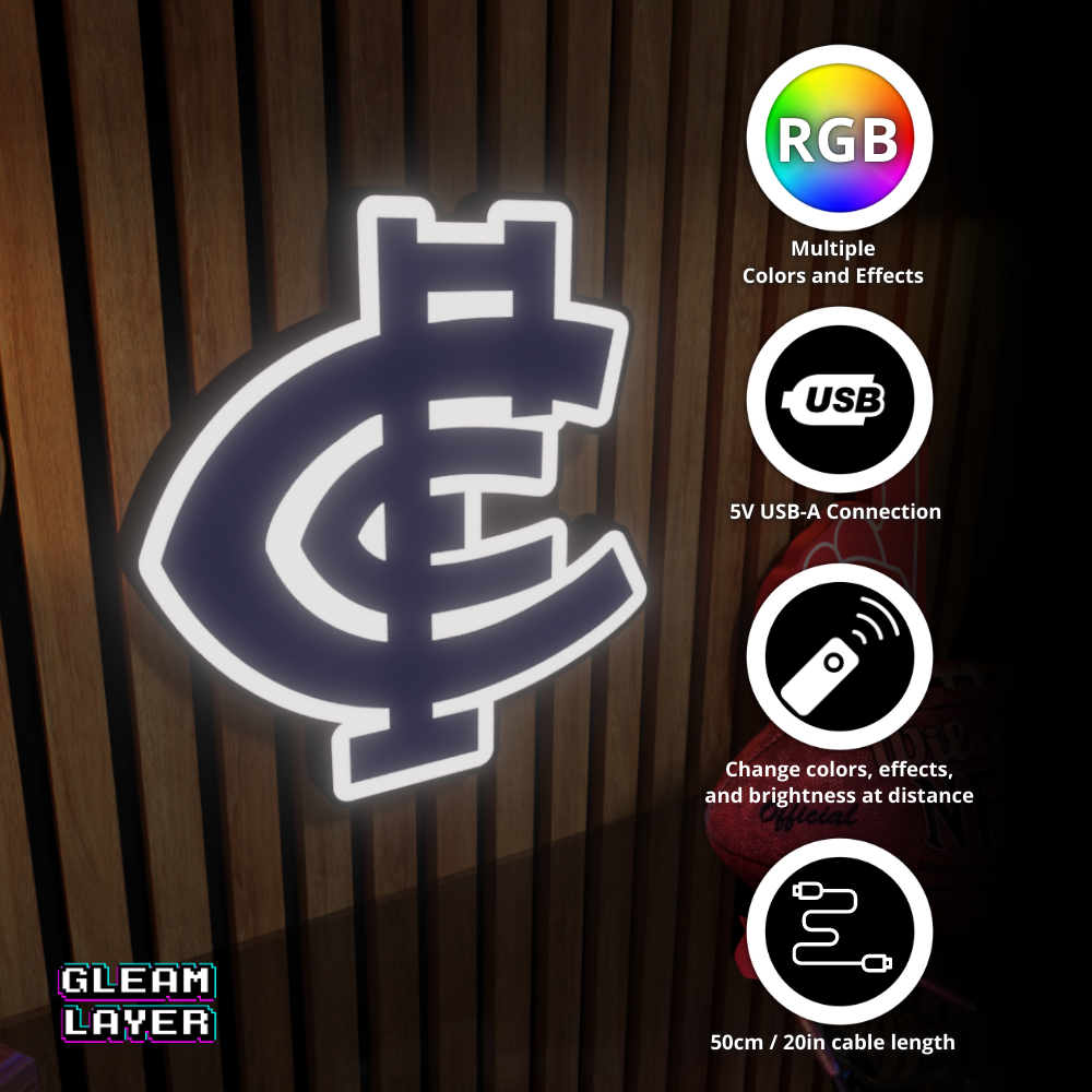 Carlton Blues AFL Logo LED RGB Wall Display Light Sign