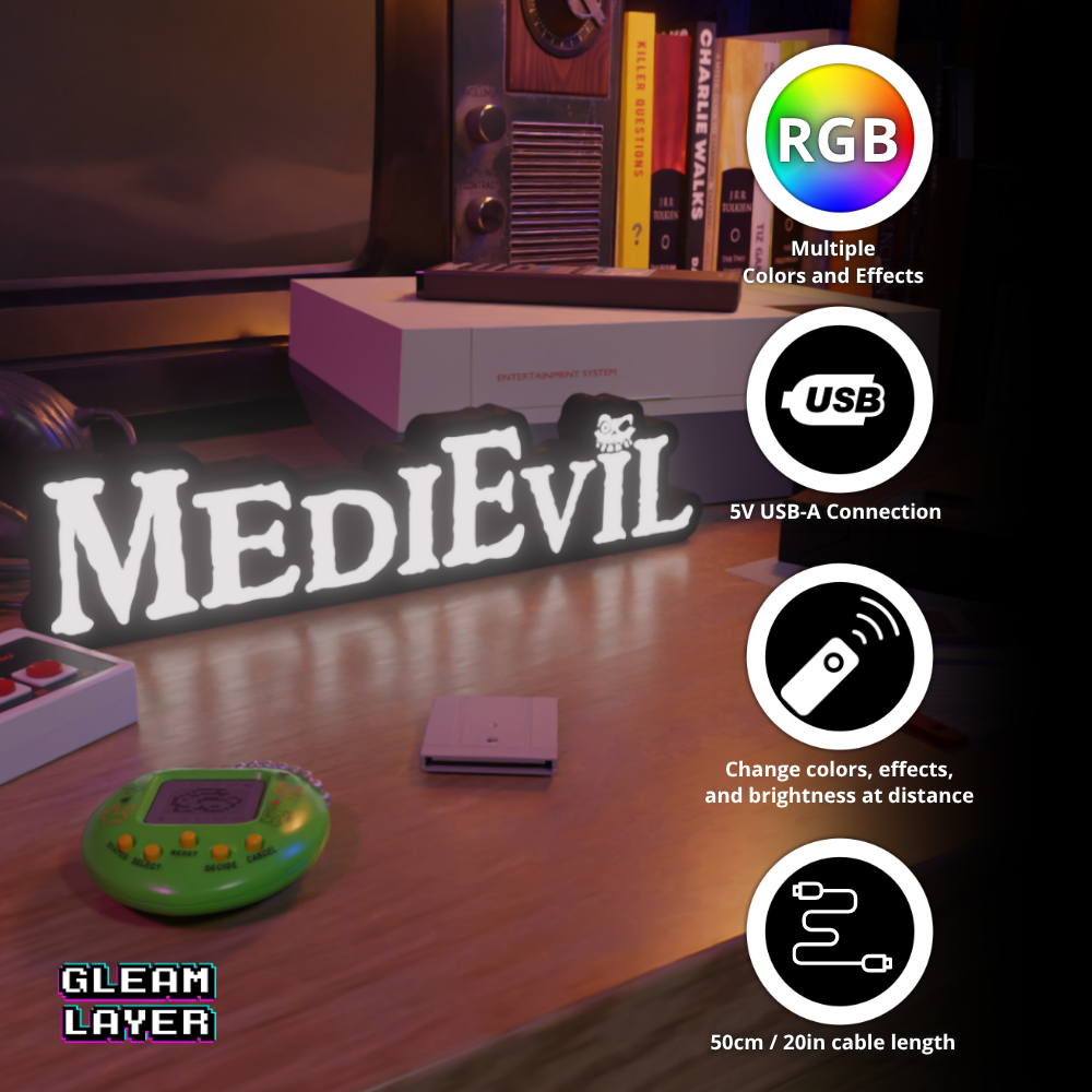 MediEvil Led Retro Logo Gaming Light Sign