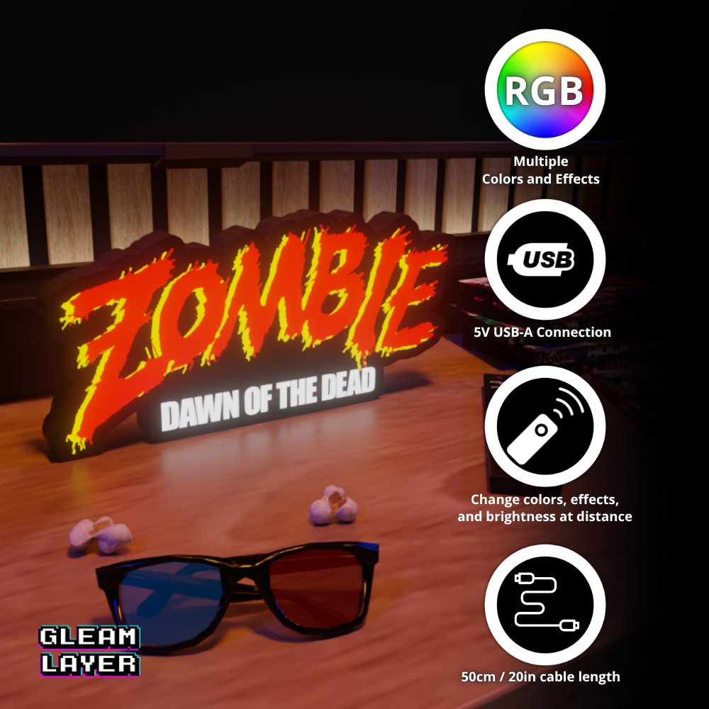 Zombie Dawn Of the Dead Movie Led Light Sign