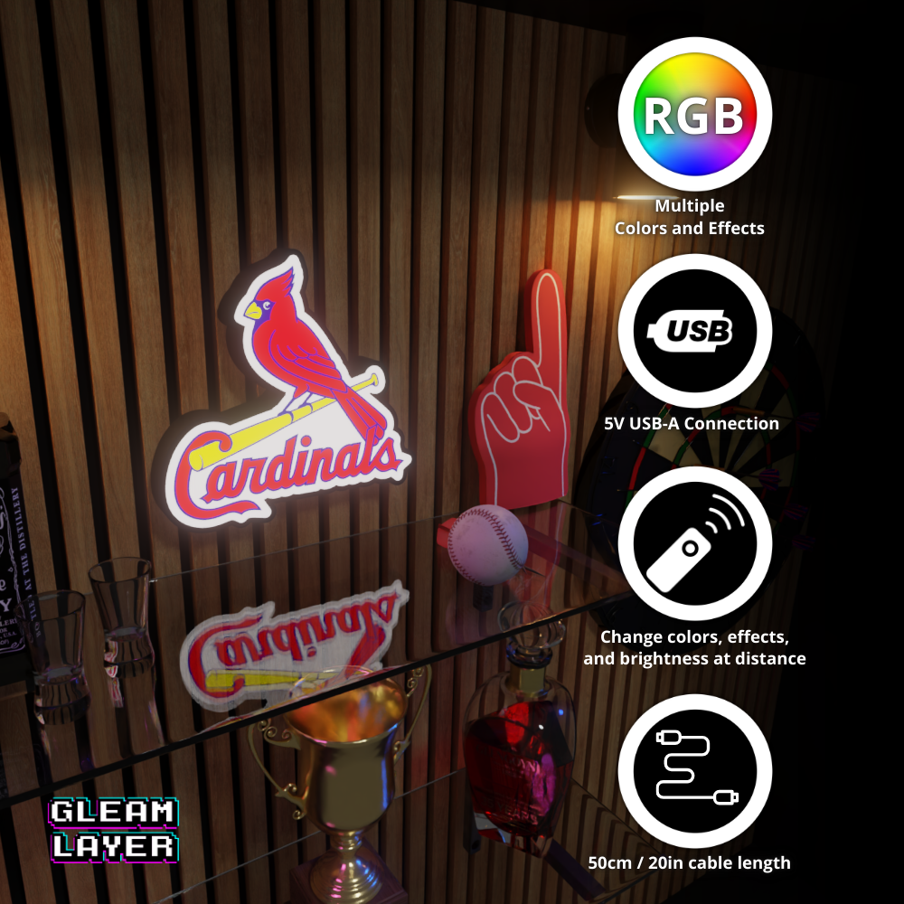 St. Louis Cardinals Led Light Box MLB Sports Bar Major League Baseball Wall Sign