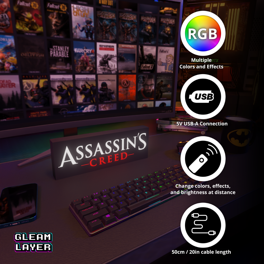 Assassin's Creed Led Gaming Lightbox RGB Light Sign