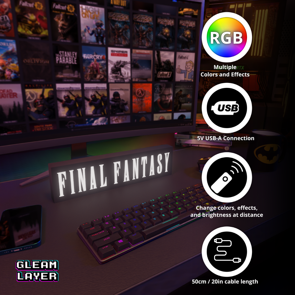 Final Fantasy Led Gaming RGB Light Sign