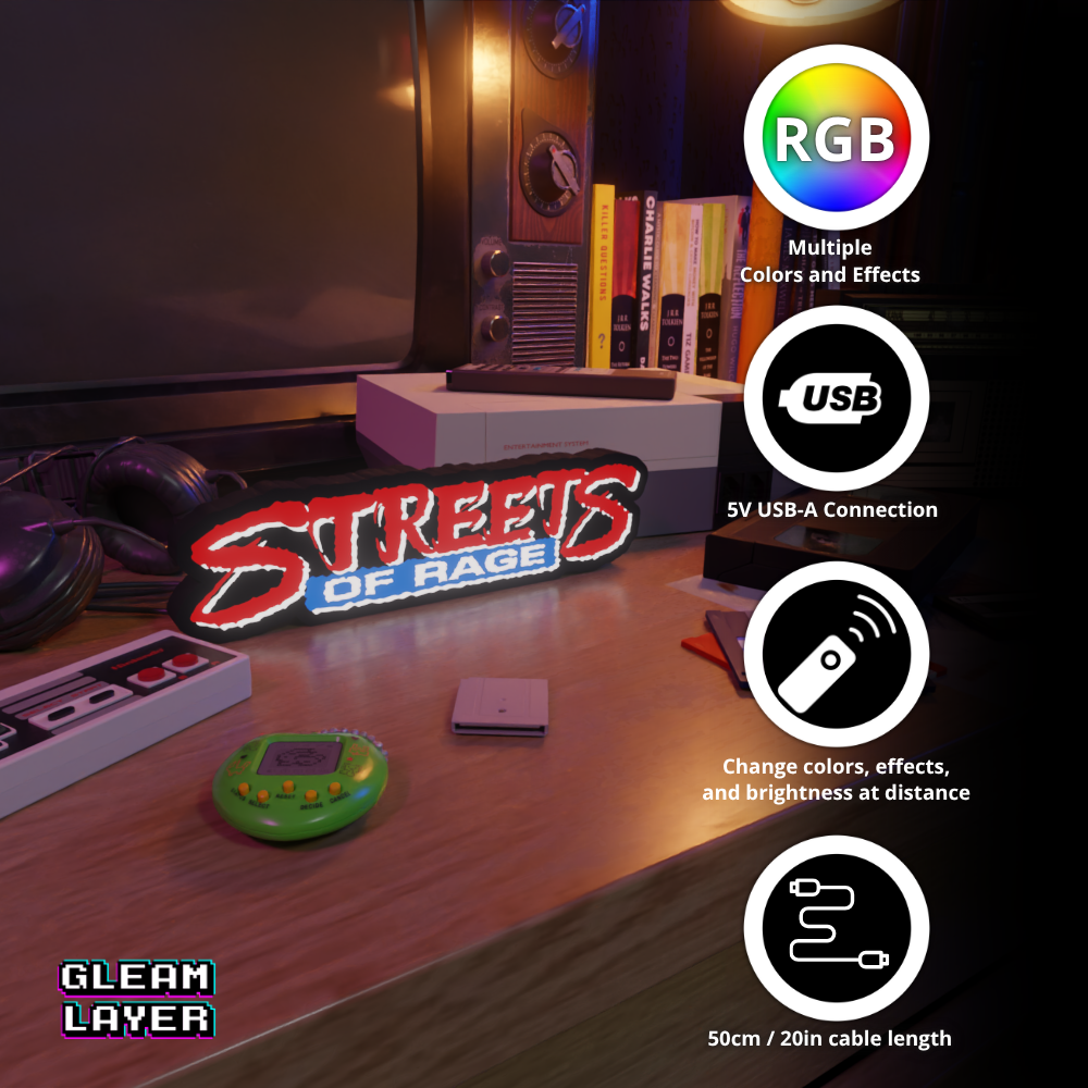 Streets of Rage Led Retro Gaming Light Sign